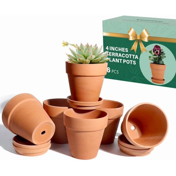 Macetas de barro terracota Vensovo 4" paquete de 6