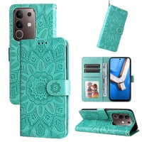 Funda Tipo Cartera Foxdock Para Vivo Y29 4G , Diseño Girasol En Relieve, Cuero Pu, Cierre Magnético, Soporte Y Tarjetero