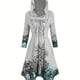 thumbnail image 1 of Gothic Graphic Print Drawstring Hooded Dress, Casual Long Sleeve Dress For Spring & Fall, Women's Clothing, 1 of 3