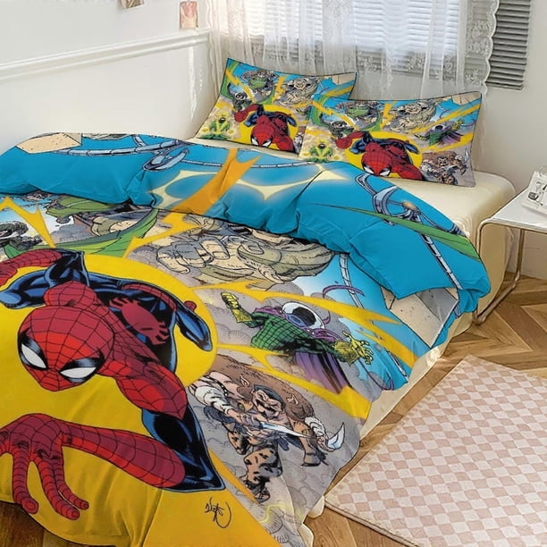 Juego De Ropa De Cama Con Estampado De Spiderman Funda Nórdica Y Fundas De Almohada De 3 Piezas Para Mujeres Hombres Y Adolescentes