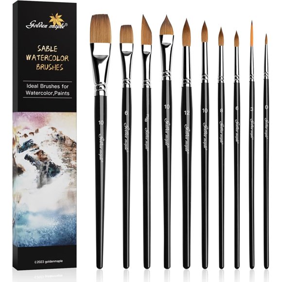 Watercolor Brushes Professional Set, set de 10 pinceles para acuarela