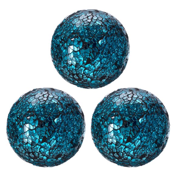 Uxcell 3Pcs Bolas de Vidrio Decorativas 3.15 pulgadas Orbes Bolas de Centro Bolas de Vidrio Mosaico para Decorar Cuencos, Azul