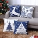 thumbnail image 2 of Fundas de almohada navideñas de 18 x 18 pulgadas, color azul marino, fundas de almohada navideñas con copos de nieve, fundas de almohada navideñas, árboles de Navidad, alces y ciervos, fundas de cojín, 2 of 7