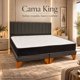 thumbnail image 1 of Set de cama King Gris oscuro con Colchón y Respaldo Lineal en Lino, 1 of 5