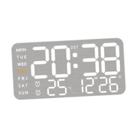 Bothyi - Reloj De Pared Digital Con Visualización De Fecha Del Mes De La Semana Para Oficina, Aula, Dormitorio, Concha Blanca