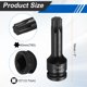 thumbnail image 2 of Uxcell 1/2" Unidad de Enchufe de Bit Torx T60 Impacto 6 Puntos Estrella Enchufes CR-MO Acero con Pasador de Chaveta y Anillo O para Taladros Eléctricos Adaptador de Taller de Garaje, 2 of 7