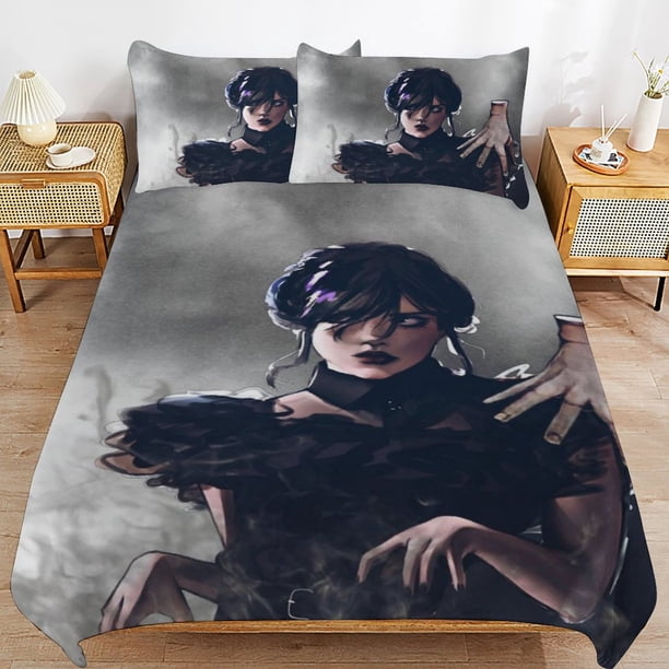 Wednesday Addams Duvet Cover Set 3 Piece Bedding Set Double Sided Printing Decorative Comforter Cover Set