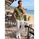 thumbnail image 2 of INSPIRE CHIC Camisa Hawaiana de Hombre de Manga Corta con Botones Florales Tropicales Casual de Verano para la Playa L Verde, 2 of 5