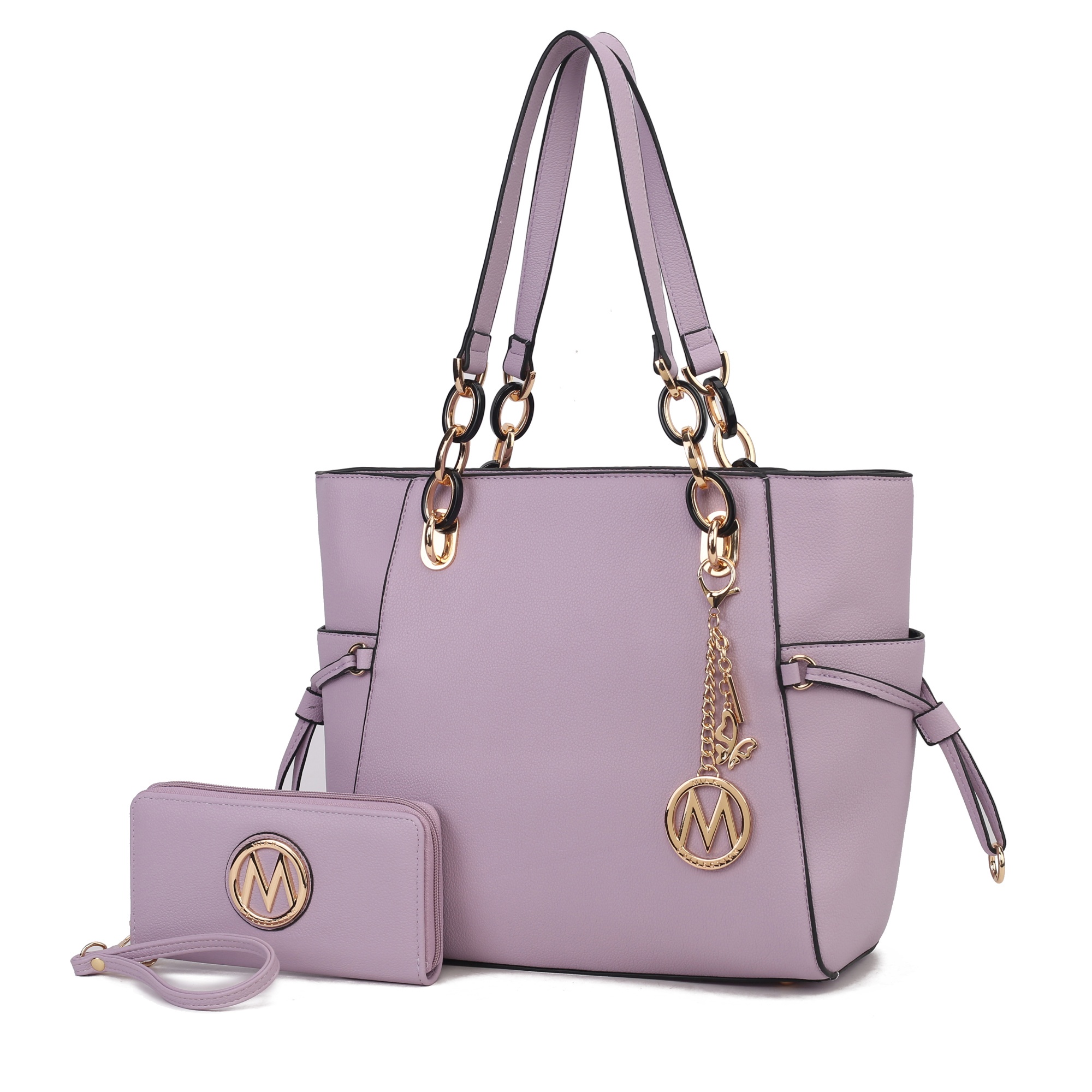 Cartera Mkf Collection + Billetera Cuero Vegano, Lila