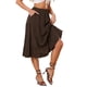 thumbnail image 4 of INSPIRE CHIC Falda Midi para Mujer Regreso a Clases Cintura Elástica Sólida Falda Acampanada Línea A con Bolsillos Marrón S, 4 of 6