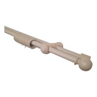 Metalhsa - Set Barras Para Cortina Doble 25/25 Mm De Madera 1,50 Mt Color Marfil Terminal Bola