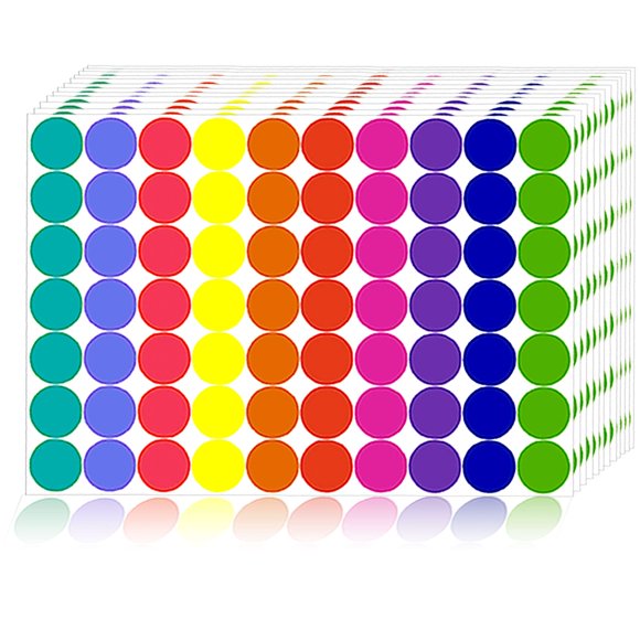 Pegatinas redondas de 2 cm Dreecy para codificación por colores, 2800 unidades