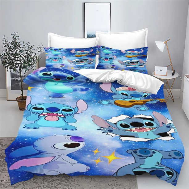 Stitch cartoon bedding soft and comfortable 100% polyester 3D digital king-size prints for children's gifts Bed Sheets