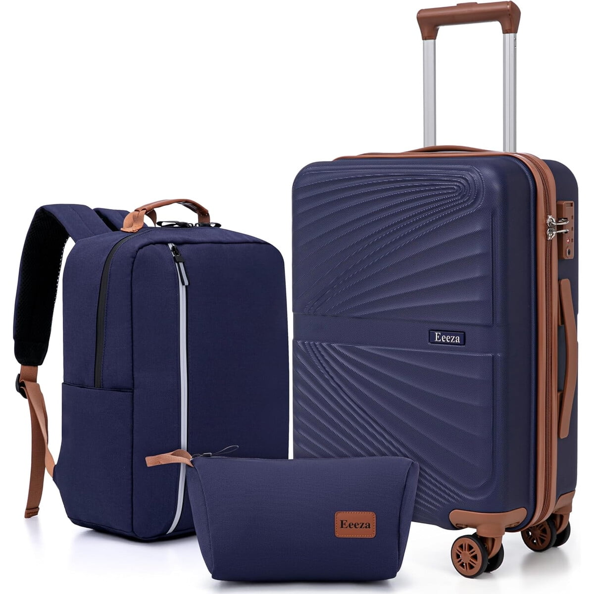 Set Maletas Eeeza 3 Piezas Abs Tsa 22x14x9 Ruedas 360a