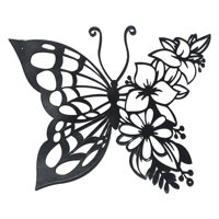 Bothyi - Mariposas Arte De La Pared Silueta De Metal Forjado Para La Decoración De La Cerca Del Dormitorio 29.5Cmx24Cm