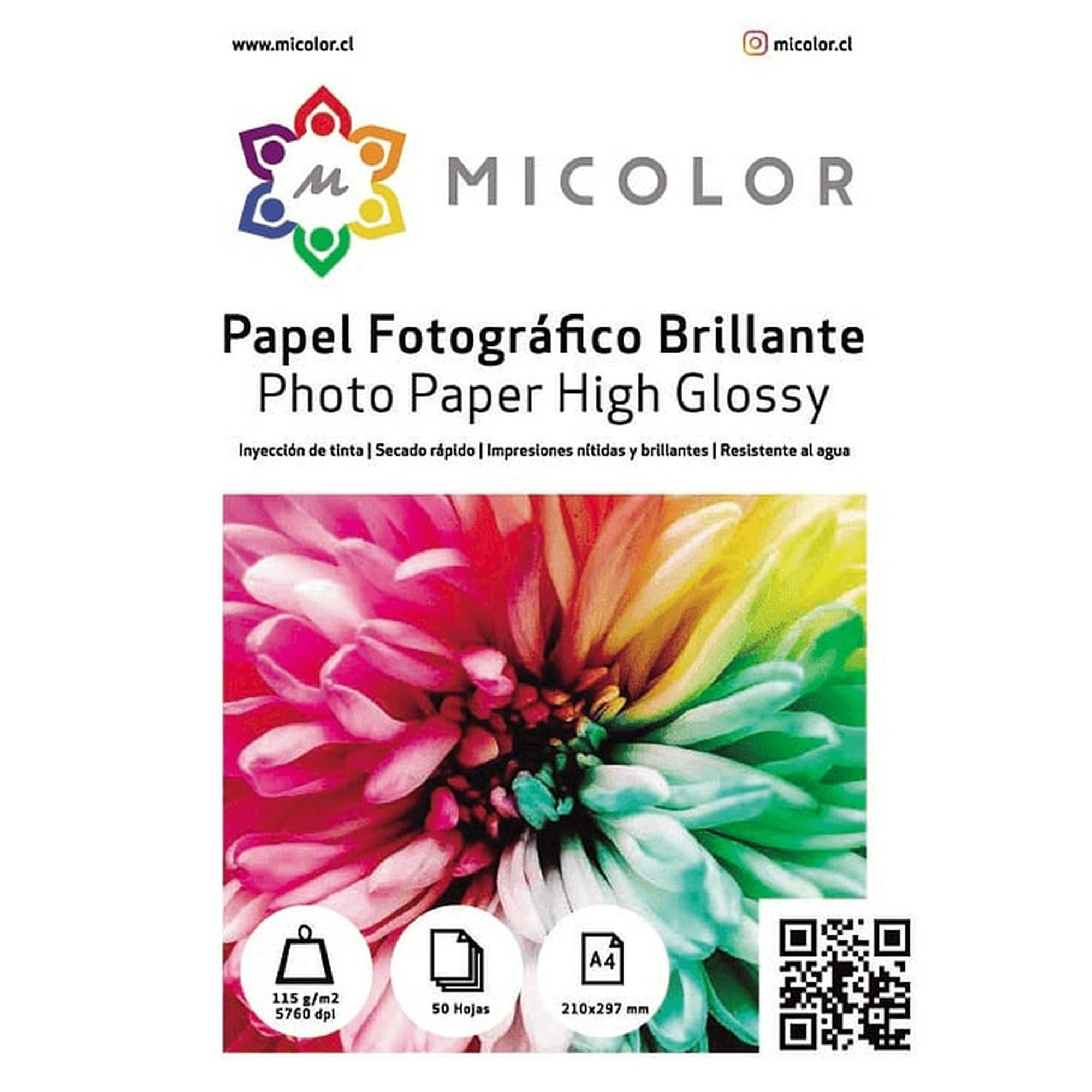 Micolor - Papel Fotografico Brillante A4 115 G 50 Hojas