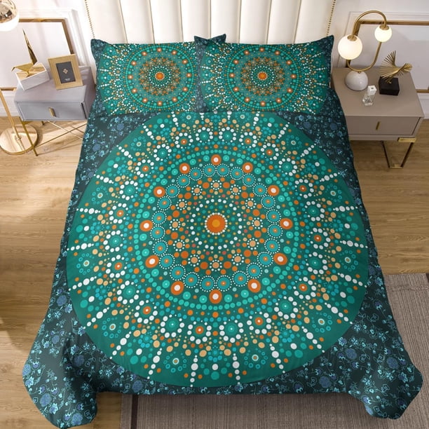 Purple Mandala Bedding Set Boho Duvet Cover Set 3 Piece Bohemian Comforter Cover with 2 Pillowcases