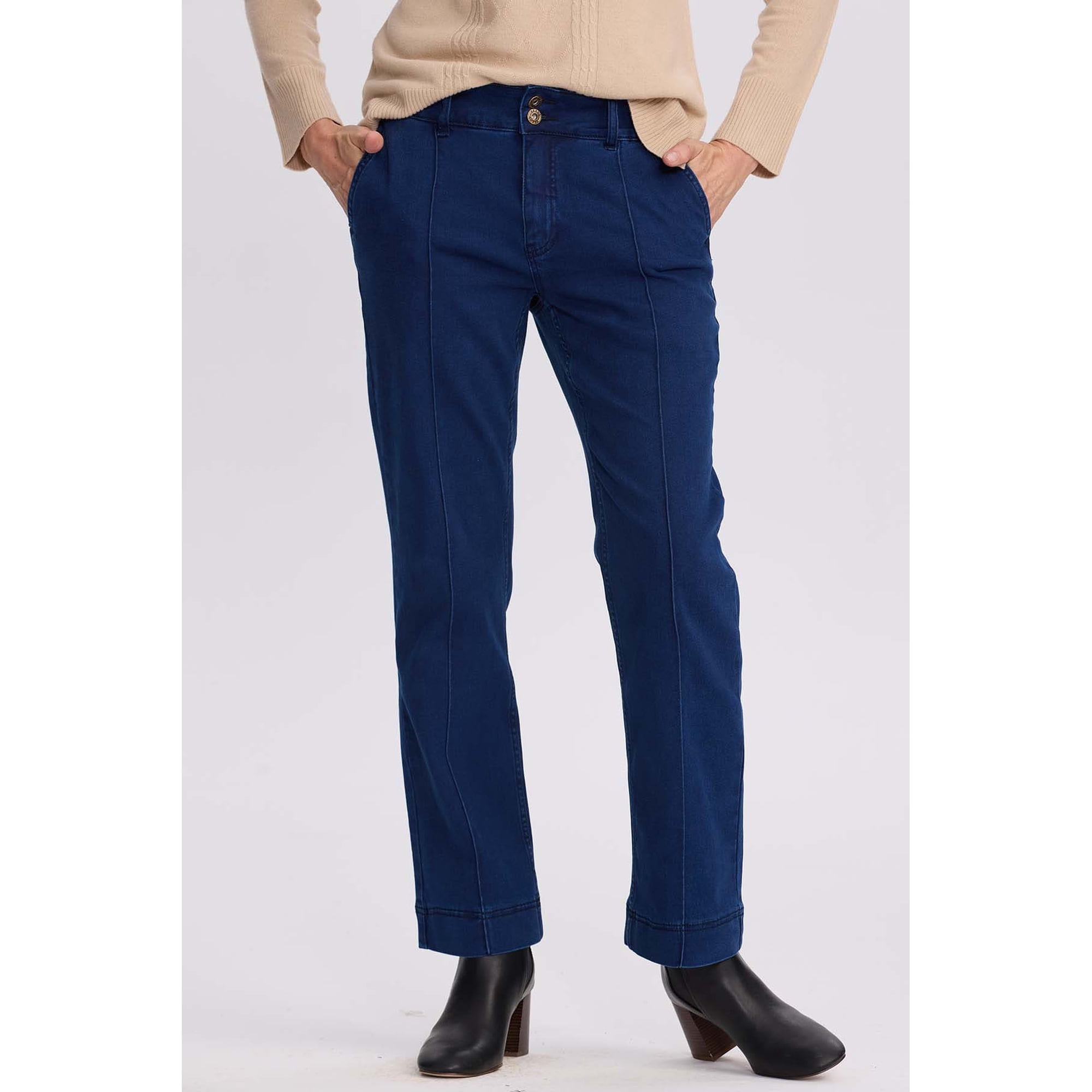 Fashionspark - Jeans Mujer Calce Recto Tiro Alto Azul