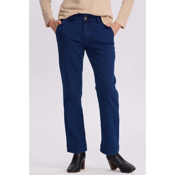 Jeans Mujer Calce Recto Tiro Alto Azul