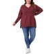 thumbnail image 2 of Agnes Orinda Suéter de Talla Grande para Mujer Cuello en V Manga Larga Jersey con Abertura en el Dobladillo Blusa de Punto para Otoño Invierno 3X Rojo, 2 of 5