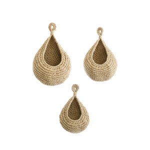 Magideal - 3X Cesta De Cebolla De Yute De Pared, Cestas De Pared Boho, Soporte De Maceta De Pared, Contenedor De Almacenamiento Organizador De Cocina Para Fruta Marrón