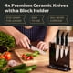 thumbnail image 2 of Juego de cuchillos de cerámica Vos Kitchen con bloque, 4 piezas, Chef Utility Black, 2 of 9