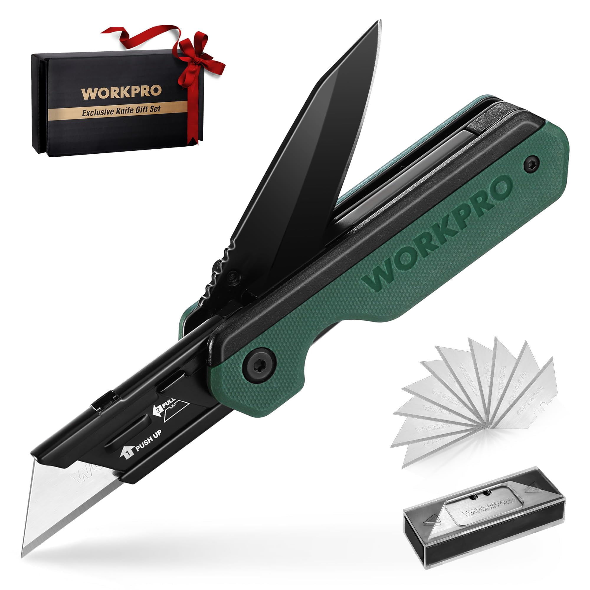 Cuchillo Plegable/navaja Multiusos Workpro 2 En 1 Con 10 Cuchillas
