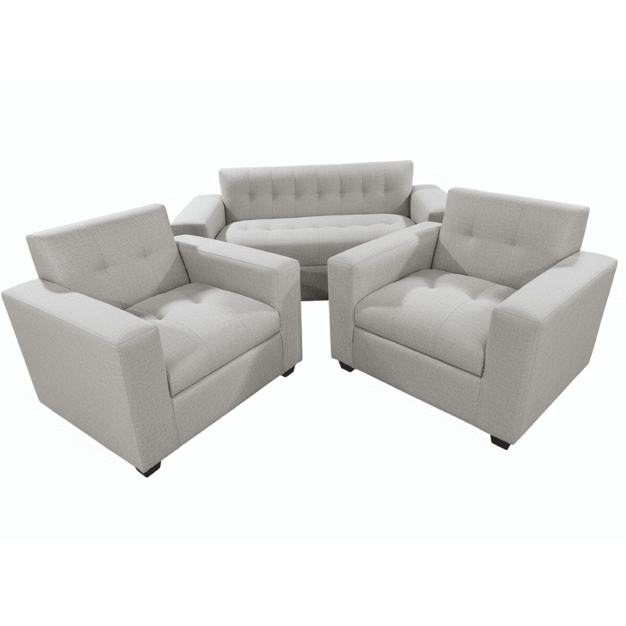 Muebles New - Juego De Living Tres Cuerpos Gris Lino