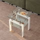 thumbnail image 1 of 2 pieces White Tempered Clear Glass End Table, 2-Layers Small Table with Storage, Living Room Side Table, 1 of 3