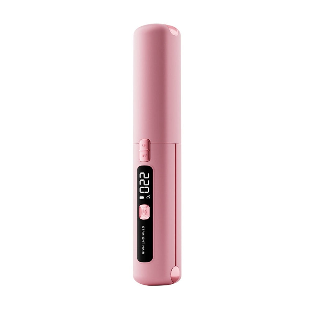 Xusx111 - Endresador De Pelo Inalámbrico Y Curler 2 En 1 Mini Ligero Y Pequeño Usb Recargable Con Batería De 4500mah 10s Calefacción Rápida Cerámica Portátil Plancha De Hierro Para Viajar (rosa)