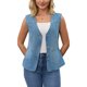 thumbnail image 1 of INSPIRE CHIC Chaleco de Mujer para Regreso a Clases, Chaleco de Mezclilla con Cuello en V, Bolsillos con Parche, Botones, Sin Mangas, Chaqueta de Jean L Azul, 1 of 6