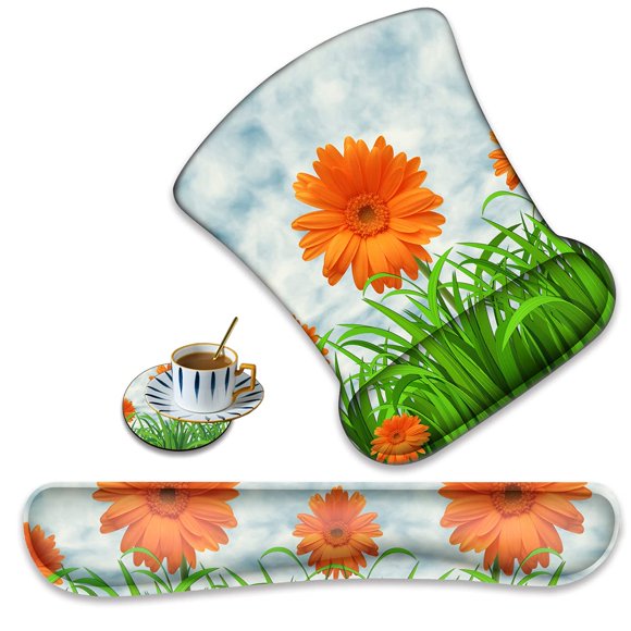 Set de reposamuñecas y alfombrilla de ratón de gel con diseño de girasol XMTMR-Glass