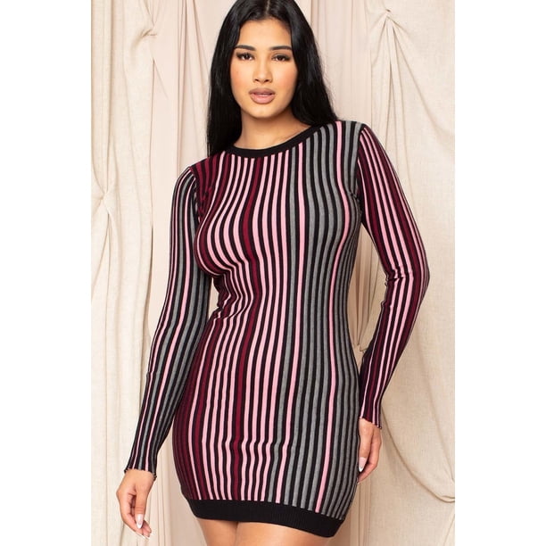 Vestido de Canalé con Rayas Multicolor
