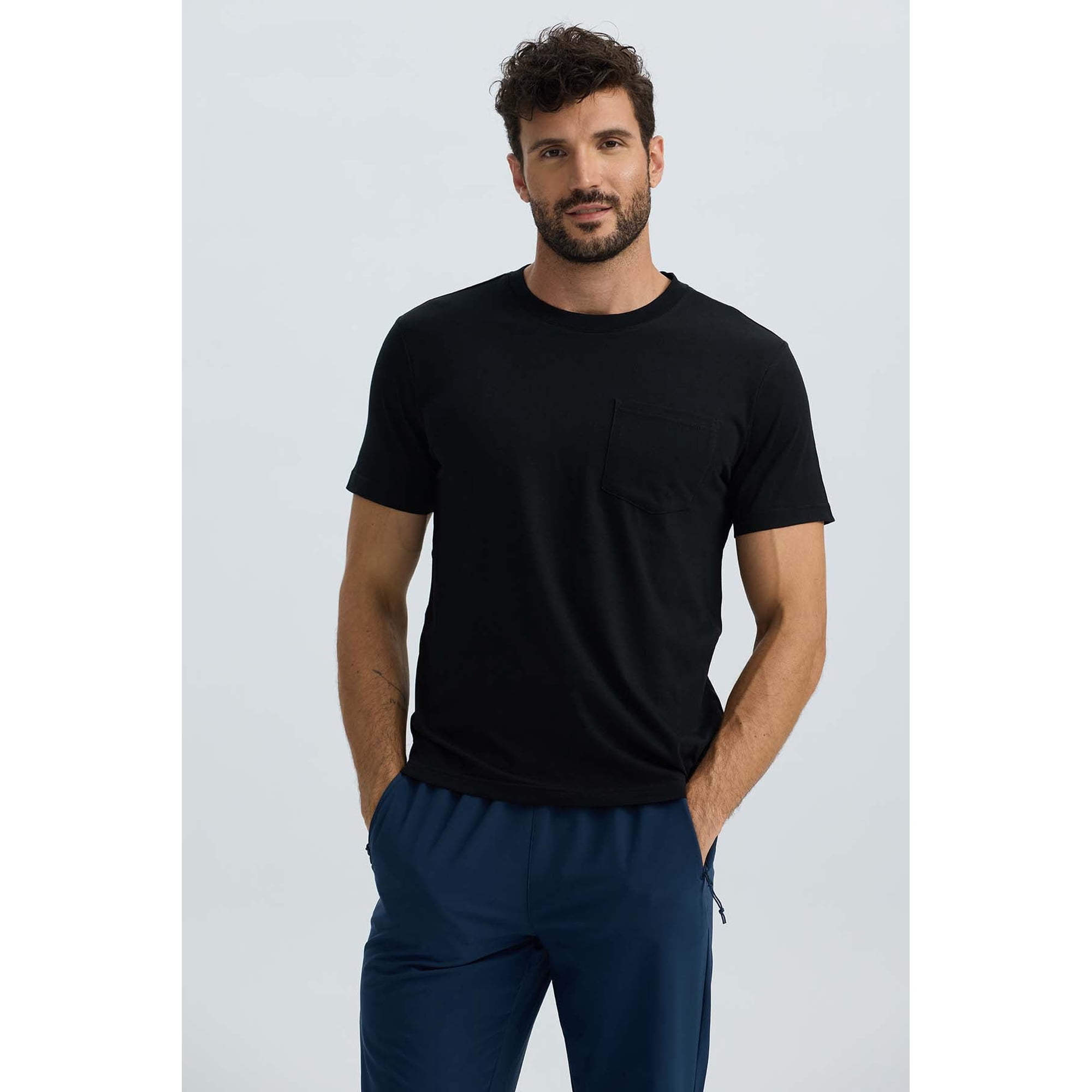 Fashionspark - Polera Hombre Básica Con Bolsillo Negro - Ll
