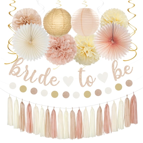 Set de pompones burgleda 8/10/12 cm Beige y dorado – 36 piezas