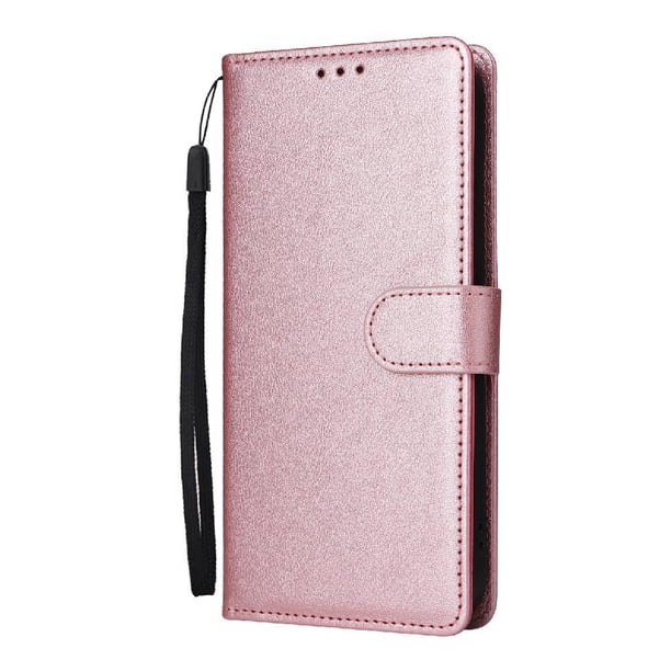 Funda Cartera para iPhone 14 Plus con Tarjetero, Soporte y Cordón - Protección Oro rosa