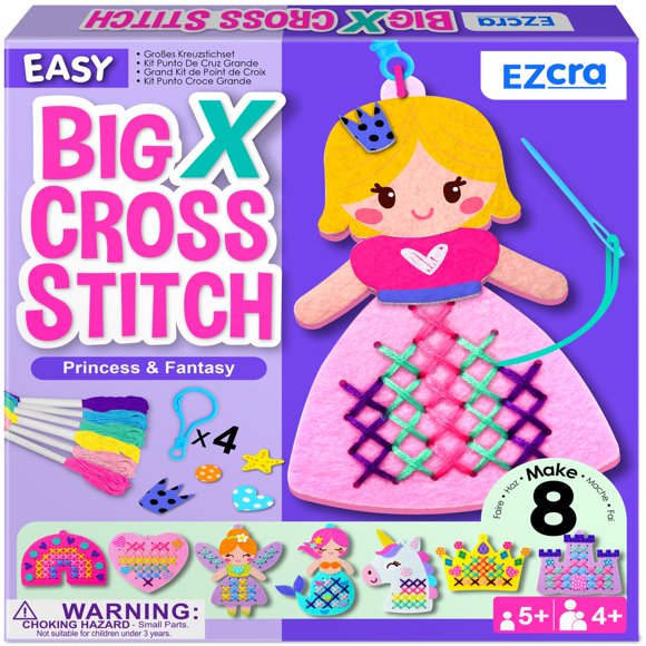 Kit de Punto de Cruz EZCRA para Niños de 4 a 8 Años – 8 Proyectos