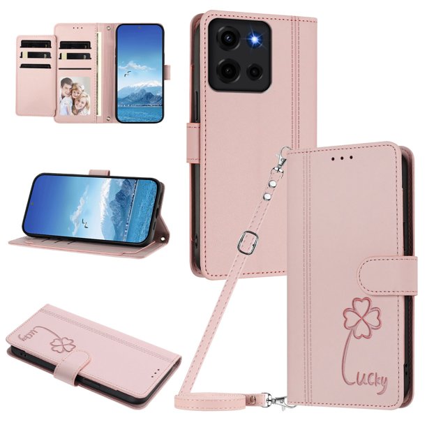Funda Cartera Trébol para Motorola Moto G 2026 5G con Ranuras Tarjetas y Carga Inalámbrica Rosa
