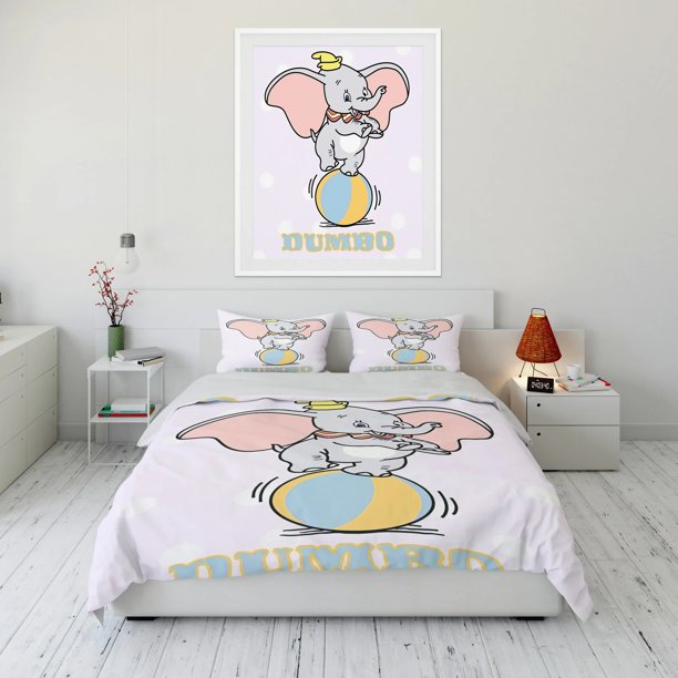 Christmas Lovely Soft Adult Kids Dumbo Bedding Set 3D Printing Elephant Duvet Cover Pillowcase Girls Bedroom Double Bed Set Bed Sheets