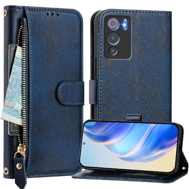 FOXDOCK Funda Tipo Cartera para Umidigi G100 Cuero PU con Cremallera y Correa de Muñeca, Ranuras para Tarjetas, Soporte Plegable, Cierre Magnético