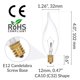 thumbnail image 4 of Simba Lighting Bombilla Candelabro Punta de Llama Clara CA10 40W Base E12 120V, Paquete de 12, 4 of 8