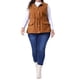 thumbnail image 4 of Agnes Orinda Chaquetas de Chaleco sin Mangas con Capucha para Mujer de Talla Grande con Cremallera, Botón y Cordón en la Cintura 3X Caramelo, 4 of 8