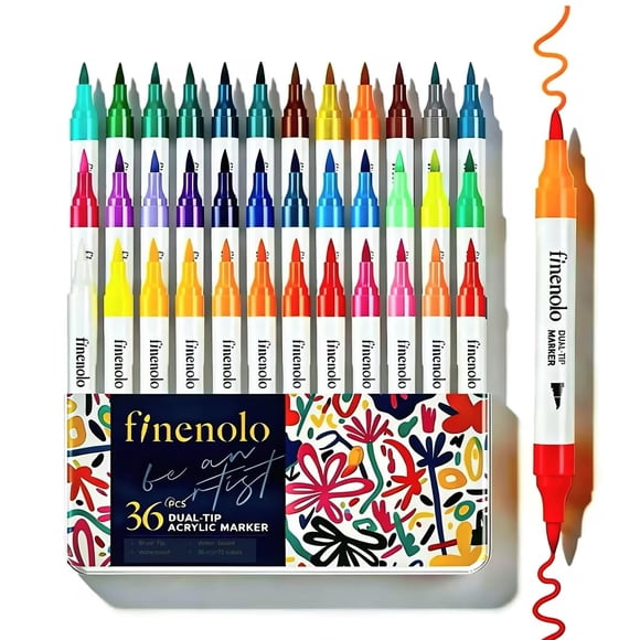 Marcadores Acrílicos finenolo 36 Doble Punta Set de 72 Colores