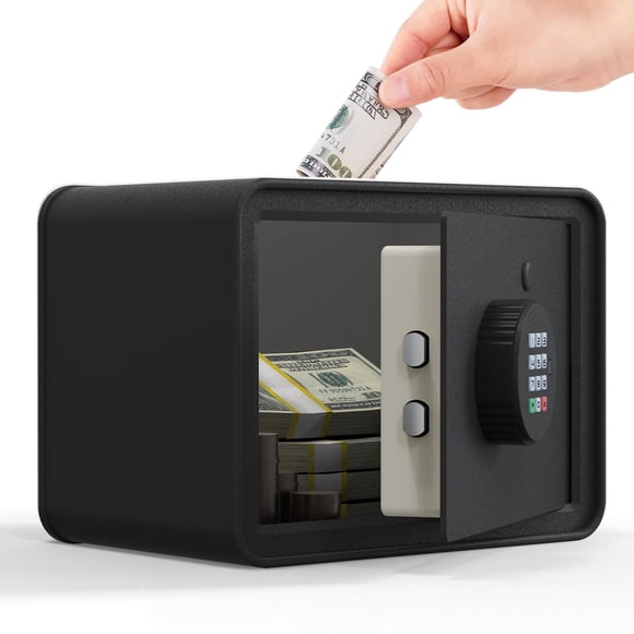 Caja fuerte mini GOLDENKEY negra 18 × 24 × 16 cm