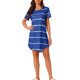 thumbnail image 1 of INSPIRE CHIC Camisón a Rayas para Mujer, Manga Corta Suave con Cuello Redondo y Dobladillo Curvo, Ropa de Dormir Ligera 3XL Azul, 1 of 6