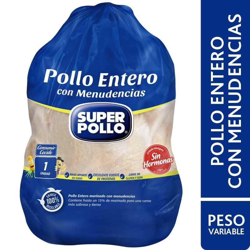 Pollo Entero Con Menudencia 2,5 kg Super Pollo