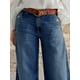 thumbnail image 2 of Pantalones vaqueros anchos Flamingals para mujer, cintura media, holgados, azul marino, talla M, 2 of 3