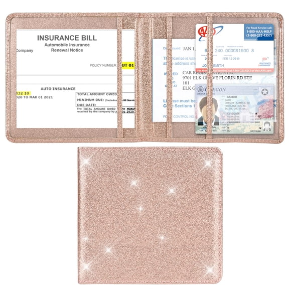 Titular De Matrícula Y Seguro De Automóvil Bling Rose Gold