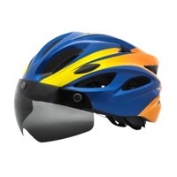 Magideal - Casco De Bicicleta Casco De Bicicleta De Carretera Ajuste Ajustable Al Aire Libre Con Visera Desmontable Para Hombres Mujeres Equipo De Ciclismo Casco Azul Amarillo