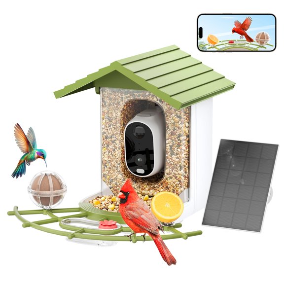 Alimentador Solar Onforu para Pájaros con Cámara 2.5K QHD e IA